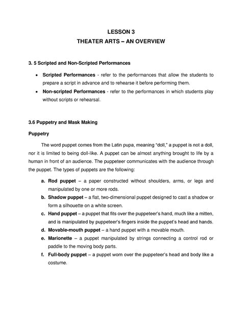 Lesson ‎3 5 Scripted And Non Scripted Performances And 3 6 Mask Making