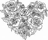 Coloring Rose Heart Sketch Pages Wecoloringpage Flower sketch template