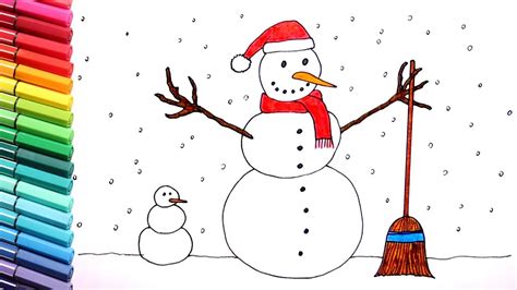 drawing  coloring snowman christmas color pages  children youtube