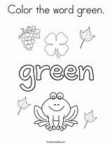 Green Coloring Color Word Pages Worksheets Printable Preschool Activities Colors Twistynoodle Words Noodle Built California Usa Getdrawings Getcolorings Choose Board sketch template