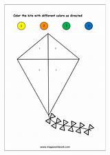 Color Number Worksheets Worksheet Kite Numbers Megaworkbook Shapes Recognition Math sketch template