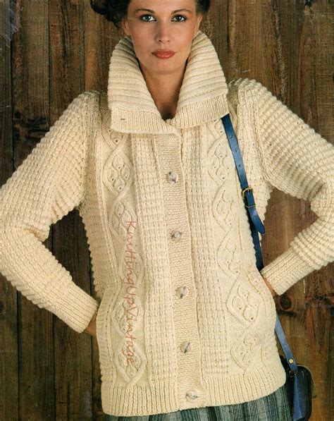 aran knitting pattern pdf womens ladies jacket 34 38 etsy knitting