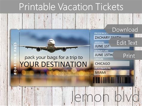 surprise trip  vacation ticket instant digital etsy