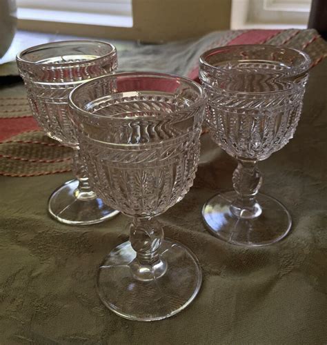 early american pressed glass set   antique stemmed etsy