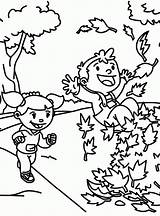 Playing Coloring Outside Pages Kids Children Leaves Fall Color Jumping Outdoors Pile Into Popular Getcolorings Coloringhome 73kb 405px sketch template