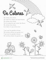 Colores Coloring Spanish Song Education Worksheet Pages Printable Worksheets Lessons Choose Board sketch template