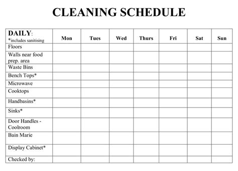 daily cleaning log template cleaning schedule log