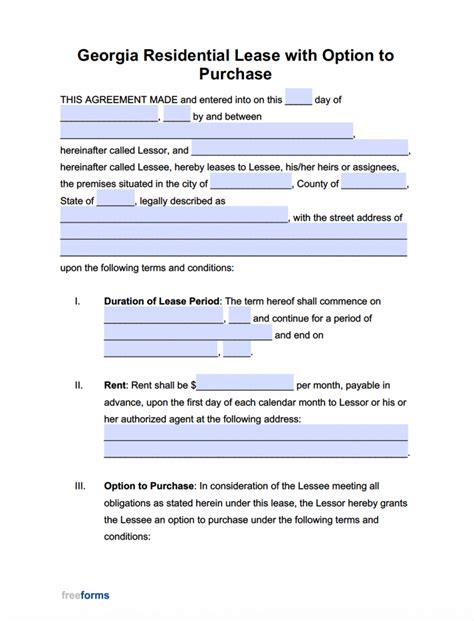 printable rental lease agreement ga