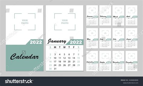 simple monthly vertical wall layout photo stock vector royalty
