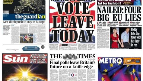 dit zeggen de britse kranten  het brexit referendum de morgen