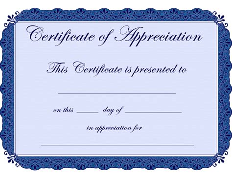 printable certificate  appreciation  printable