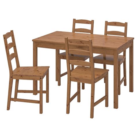 jokkmokk tafel en  stoelen antiekbeits ikea