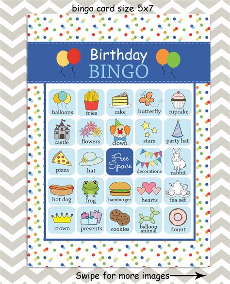 printable kids birthday party bingo cards  unique etsy canada