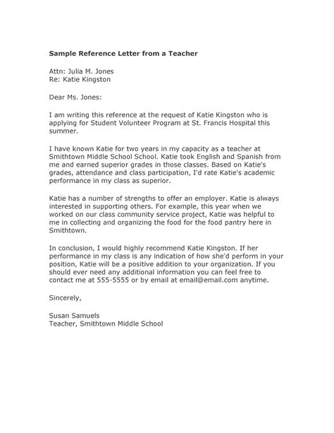 sample reference letter   high school student recruitbros