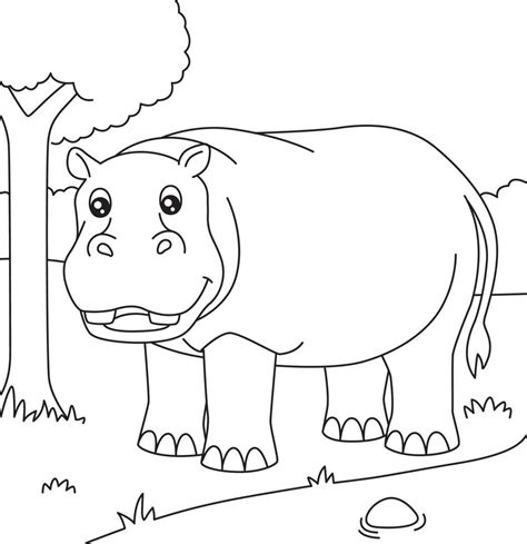 hippo coloring page  kids  vector art  vecteezy