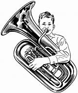 Tuba Clipart Drawing Instrument Sousaphone Playing Brass Clip Instruments Euphonium Coloring Player Musical Openclipart Da Women Monochrome Vector Collaboration Fictional sketch template