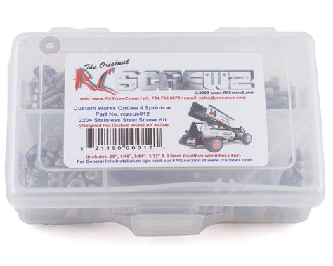 rc screwz custom works outlaw  sprint car stainless steel screw kit