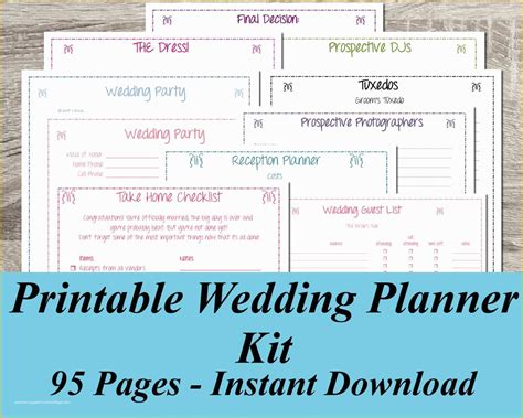 printable wedding planning templates  printable wedding planner