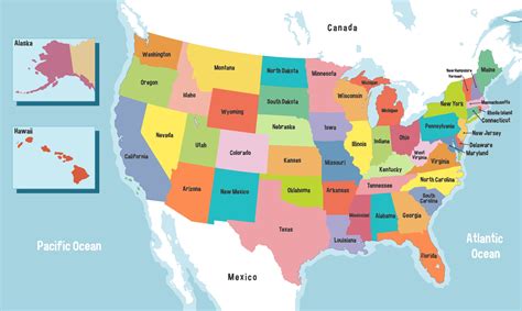 kaart van de verenigde staten van amerika met staten namen  vectorkunst bij vecteezy