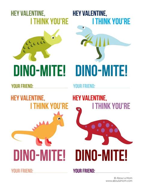 printable dinosaur valentines   mom valentines