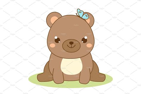 cute kawaii bear graphics creative market