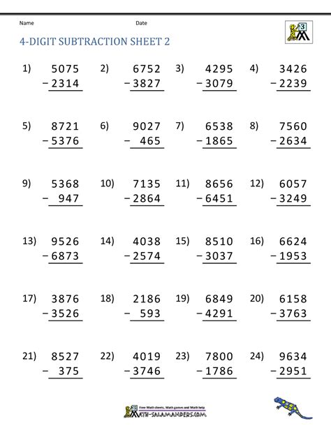 printable  digit subtraction worksheets  regrouping olivia