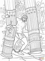 Samson Bible Delilah Pillars Biblewise sketch template