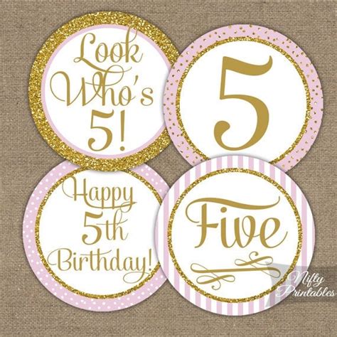 birthday cupcake toppers  birthday pink gold