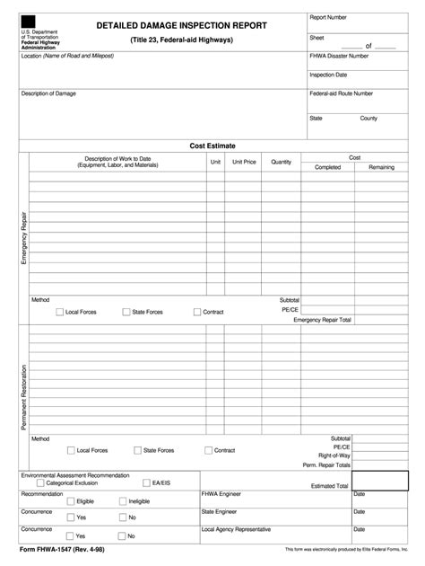 damage inspection report fill  printable fillable blank