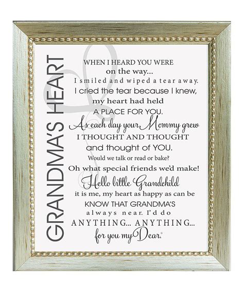 grandparent gift  grandmas heart poem framed print grandparent gifts baby poems