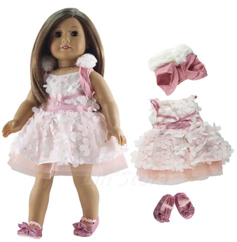 1 Set Doll Clothes Outfit Coat Dress Shoes For 18 Inch American Girl