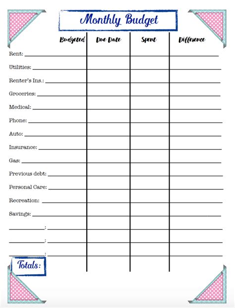 budgeting printables expense tracker budget goal setting