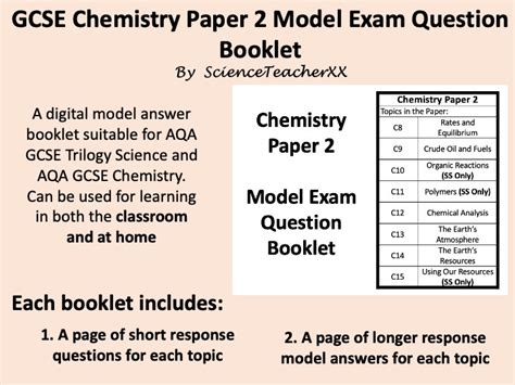 aqa gcse chemistry paper  revision booklet teaching resources