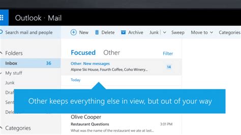focused inbox  outlook   easier  manage emails  helps