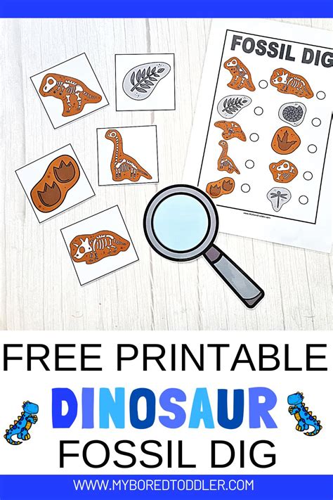 printable dinosaur fossil dig cards hide