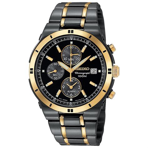 mens seiko black ion chronograph   watches  sportsmans guide