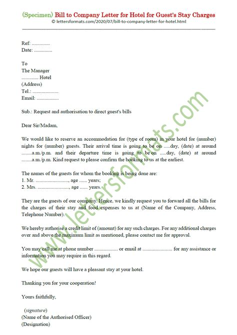 credit card authorization letter  hotel booking sample letter
