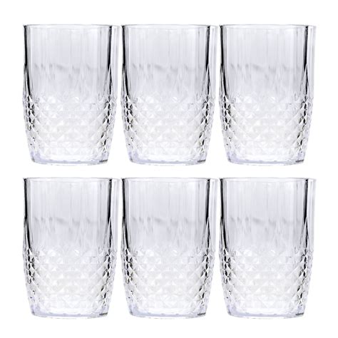 Clear Crystal Effect Acrylic Plastic Drinking Glasses Cup Reusable
