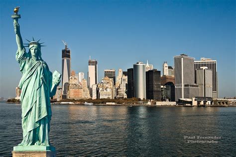 Statue Of Liberty And Lower Manhattan Island New York Cit