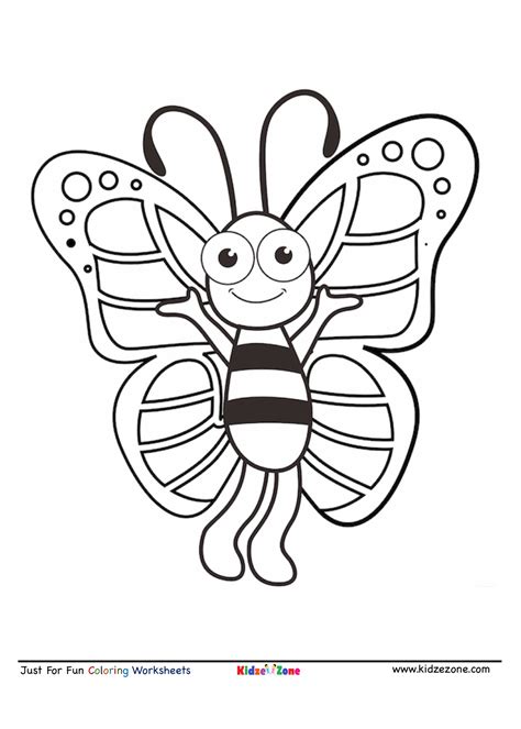 butterfly cartoon coloring page kidzezone