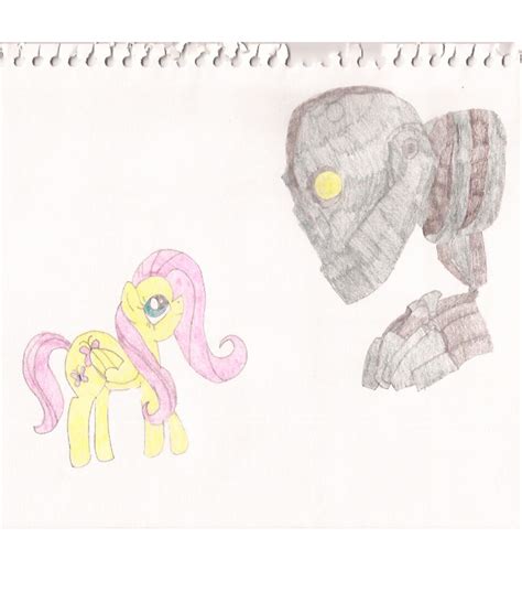 fluttershy and the iron giant by leahk90 on deviantart