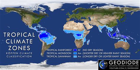 tropical climate zones  hot  differing  rainfall patterns