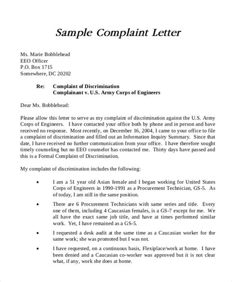 sample formal complaint letter templates   ms word