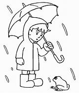 Rainy Coloring Rain Pages Kids Printable Umbrella Drawing Jacket Boy Spring Colouring Days Under Sheets Girl Draw Color His Weather sketch template