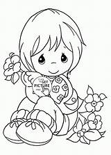 Coloring Flowers Pages Girls Girl Cute Kids Spring Comments sketch template