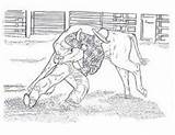 Rodeo Bucking Colouring Roping Bronco Calf sketch template