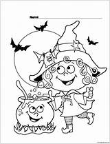 Pages Cute Halloween Coloring Color Kids Adults sketch template