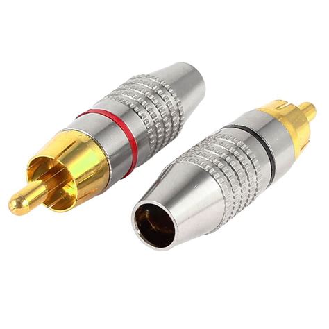 cws pcs rca male plug adapter audio phono gold plated solder connector goldsilver  smart