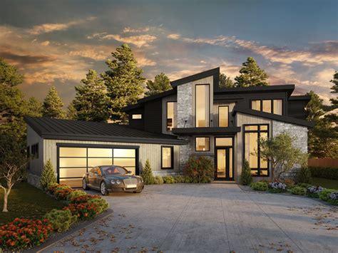 meteor shower  story modern house plan  mark stewart