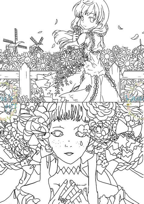 girl japanese anime coloring page card  vannisgift
